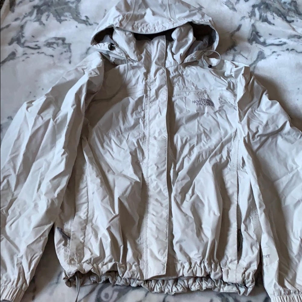 The North Face Women's Light Beige Hooded Rain Jacket